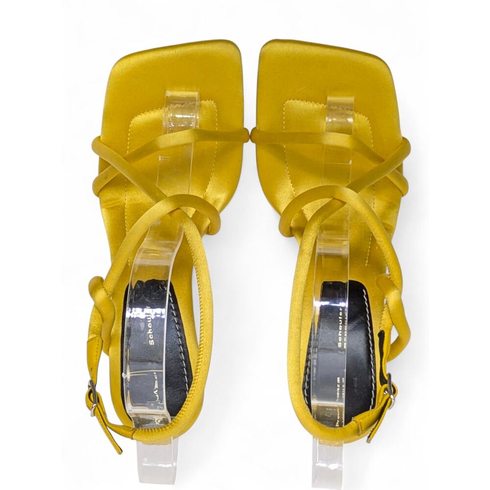 Proenza Schouler Yellow Strappy Heels Square Toe Slingback Y2K Baddie 38 NWOB - Picture 10 of 13
